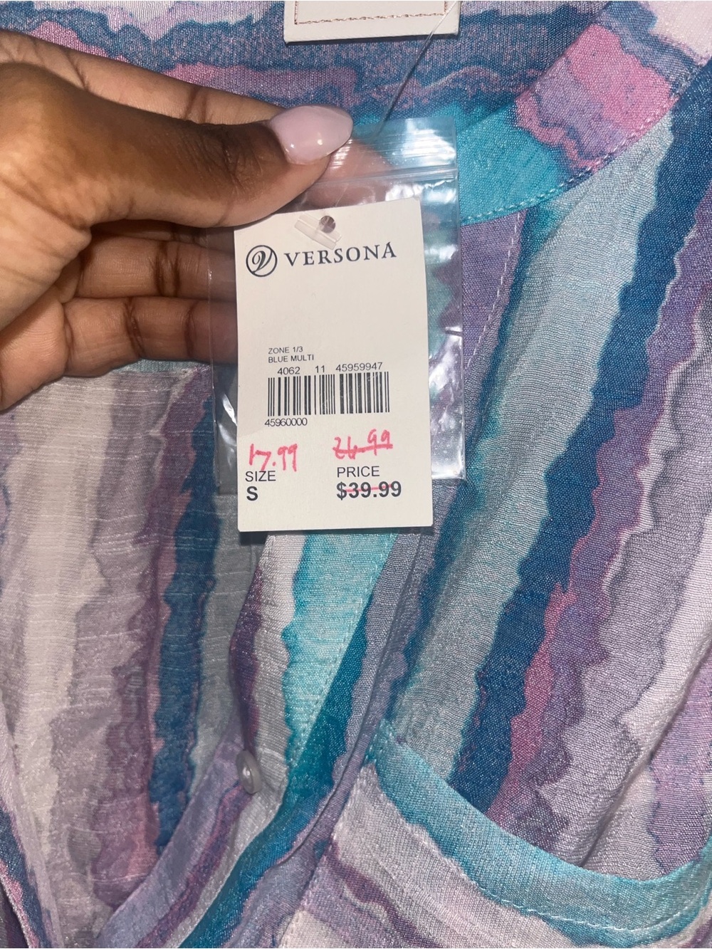 Versona Blue Multi Striped Sleep Top